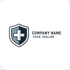 Fototapeta premium Medical Cross Shield Logo for Healthcare Company Branding.