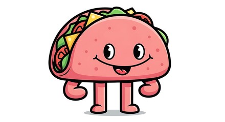 Cartoon Taco Character with a Cheerful Expression and Playful Design.