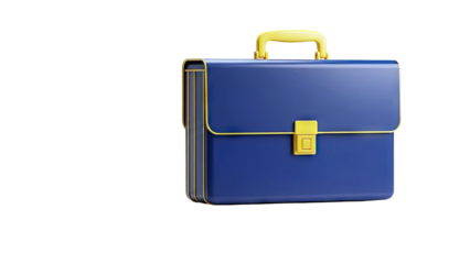 3D Render of a Blue Briefcase with Gold Accents