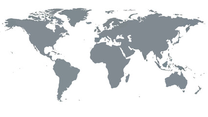 Obraz premium A grayscale world map displaying continents and oceans in a simplified style