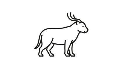 Fototapeta premium Stylized line art illustration of an antelope with horns, isolated on white background.
