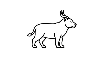 Obraz premium Stylized line art of a bull or ox with horns, clean graphic illustration, white background