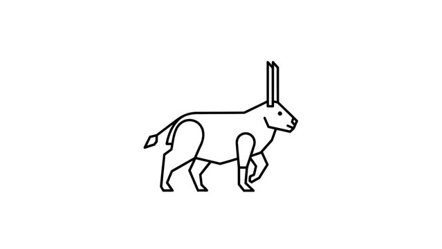 Stylized Line Art of a Jerboa Animal Walking, Minimalist Vector Illustration