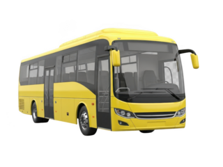 Yellow school bus isolated on transparent background