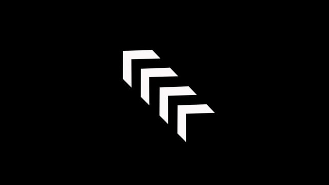White geometric abstract stacked arrows shape