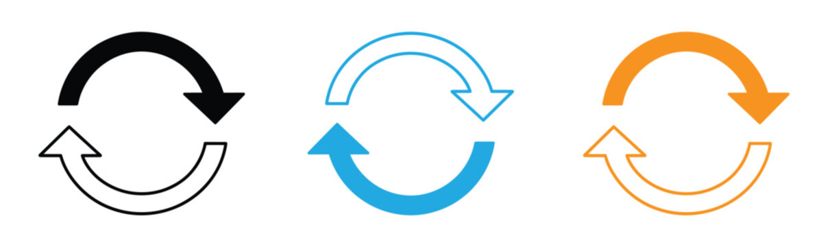 Refresh Button Icon Vector Illustration Design. refresh arrow icon transparent. reload, reset. repeat, recycling sign. circular arrow icon vector. update icon. replay, reboot sign in white background.