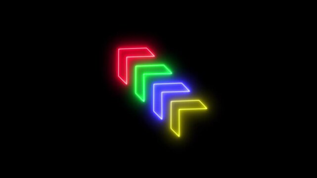 Neon arrows ascending in rgb sequence