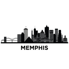 memphis city skyline with buildings and bridge