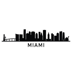 Fototapeta premium Miami city skyline silhouette with bridge and buildings