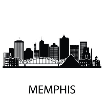 memphis city skyline with bridge and buildings