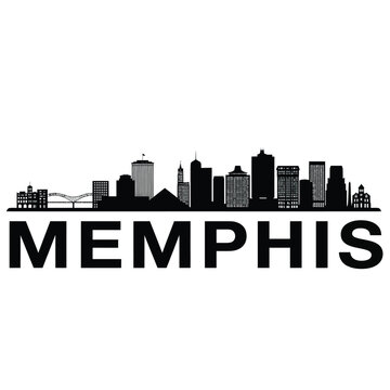 memphis city skyline with buildings and bridge
