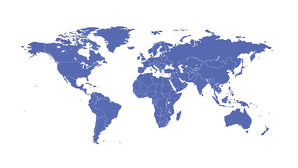 Obraz premium A blue world map illustration depicting continents and major landmasses