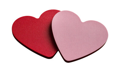 Obraz premium Minimal red and pink heart coasters styled for creative romantic gift and decorative display inspiration isolated on transparent background PNG