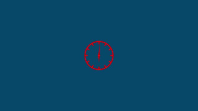 clock icon animation on black background. analog clock timer circle animated. 12 Hours Clock. Clock icon vector animation with clock face. spinning clock animation. time lapse of clock icon.4k video