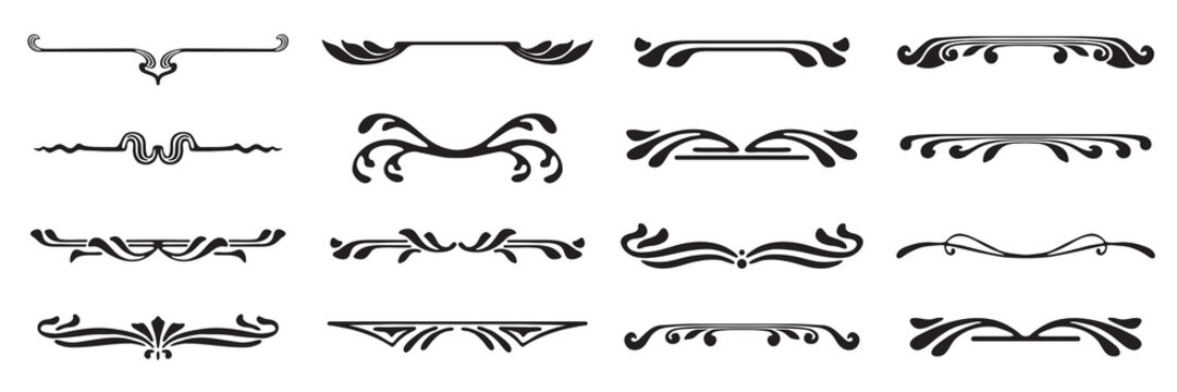 Dividers style Art Nouveau ornament vector set.