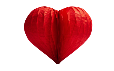 Stylish red heart paper lantern crafted for modern romantic ambiance and aesthetic presentation ideas isolated on transparent background PNG