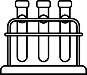 Test Tube Beaker Icon in Rack Line Drawing for Scientific Experiment Setup Illustration