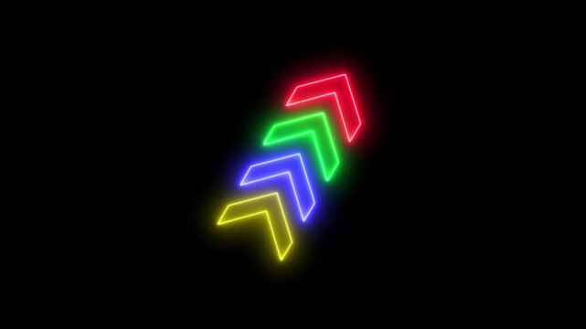 Neon arrows pointing upwards in sequence