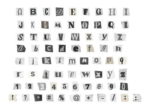 Alphabet collection of scrap letters, collage style. Vector font illustration.