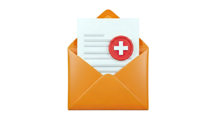 3D Orange Envelope with Medical Notification
