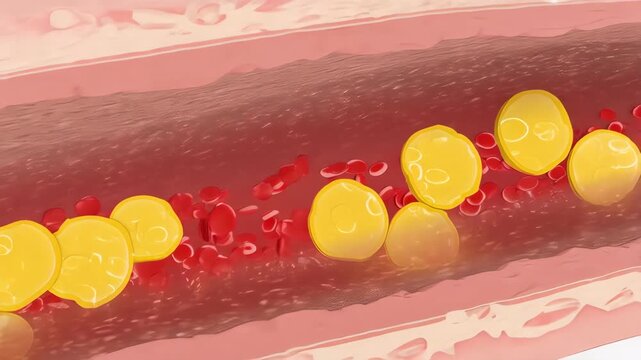 Cross-section of a blood vessel with fatty deposits