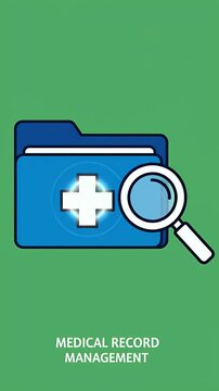 Digital Medical Record Management with Magnifying Glass and Folder Icon