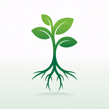 Stunning green plant sprout with roots growing in soil