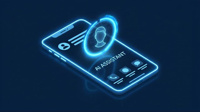 Futuristic AI Financial Assistant Hologram on Smartphone Interface