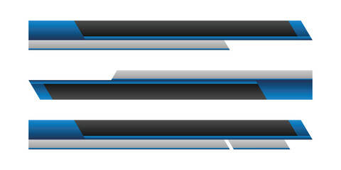 Futuristic technology lower third vector design background texture banner template set with black and blue color shape strips