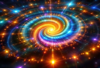 Colorful, swirling, luminous spiral galaxy