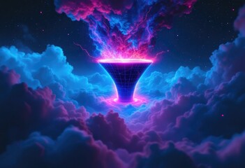 Cosmic funnel erupts from clouds