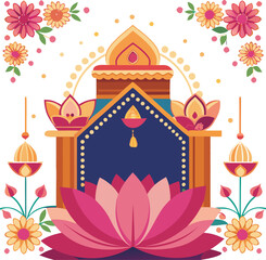 Traditional Indian wedding invitation background with lotus flowers
