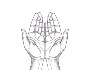 Hands in prayer pose isolated on transparent background isolated on transparent background