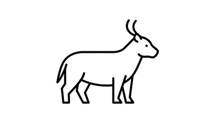 Fototapeta premium Stylized Vector Icon of a Silhouette Cow with Horns on White Background