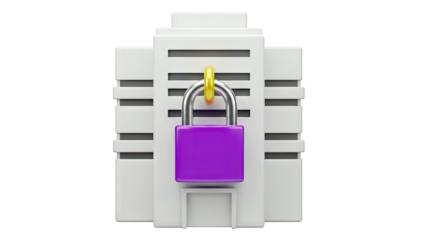 Building Icon with Purple Padlock