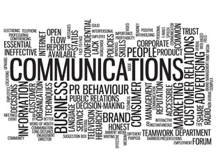 COMMUNICATIONS black word cloud on transparent background