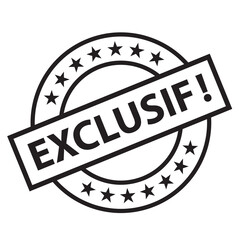 EXCLUSIF! (EXCLUSIVE in French) black marketing stamp on transparent background