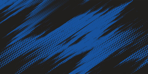 sports background, banner design in blue and black with pointed shapes and empty space. brush stroke modern grunge.vector illustration.