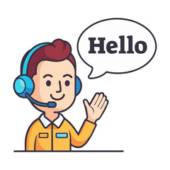Cartoon Character of a Customer Service man Vector illustration on white background, Call Center Operator Icon, Call Center, Customer Support