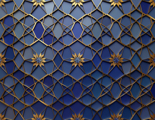 Intricate blue and gold pattern isolated on transparent background isolated on transparent background