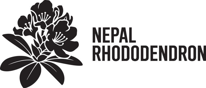 Nepal rhododendron national flower detailed silhouette with clean bold typography