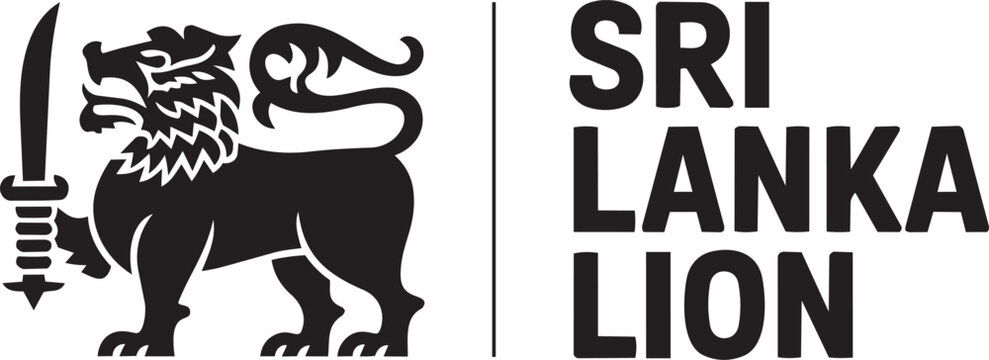 Sri lanka lion national emblem black silhouette vector illustration isolated on transparent background