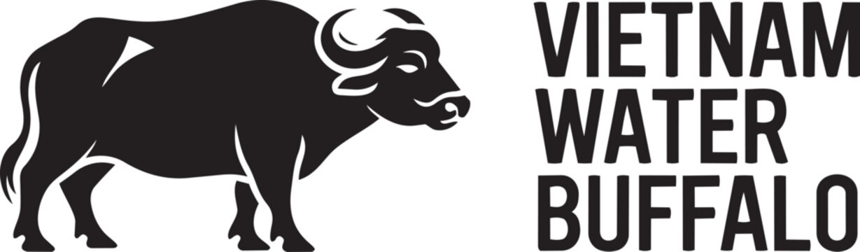 Vietnam water buffalo illustration with country name and animal name vector