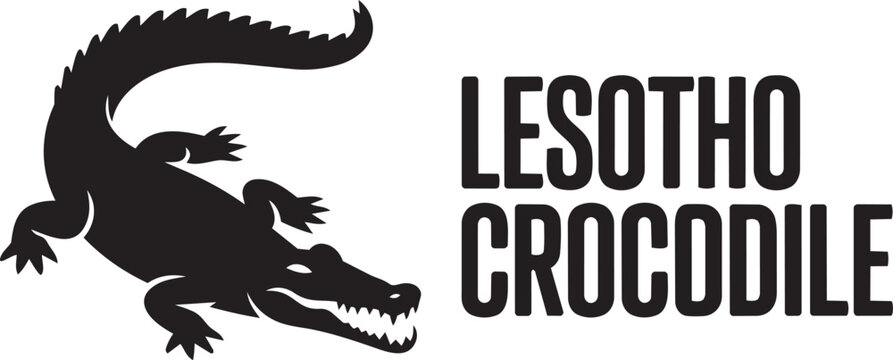Strong black crocodile mascot logo design for lesotho crocodile vector animal emblem silhouette