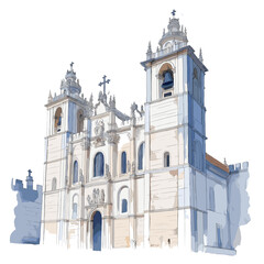 Fototapeta premium Jeronimos Monastery. Jeronimos Monastery watercolor vector illustration