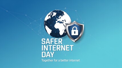 Safer internet day together for a better internet with globe and shield