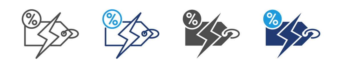 flash sale icon set multiple style