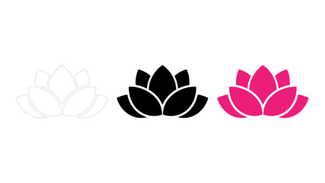 Lotus flower icon set symbol of peace, mindfulness, and balance ŁŁŁ elegant vector design
