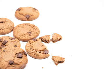 Valentine inspired chocolate chip cookies on white