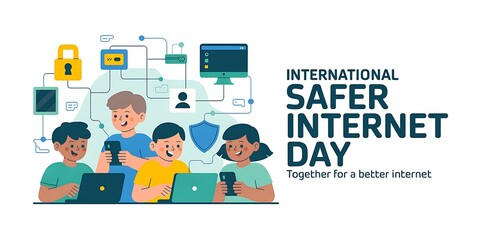 International safer internet day: children learning about online safety and security